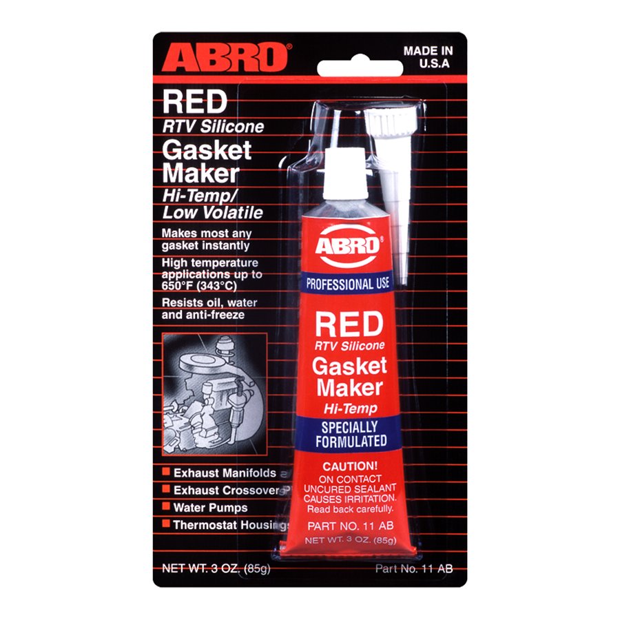 ABRO Red RTV Silicone Gasket Maker packaging on a white background
