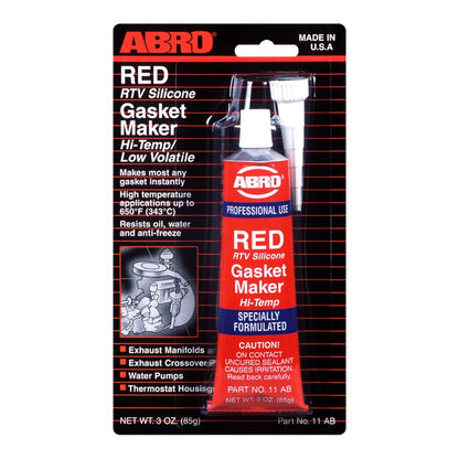 ABRO Red RTV Silicone Gasket Maker packaging on a white background