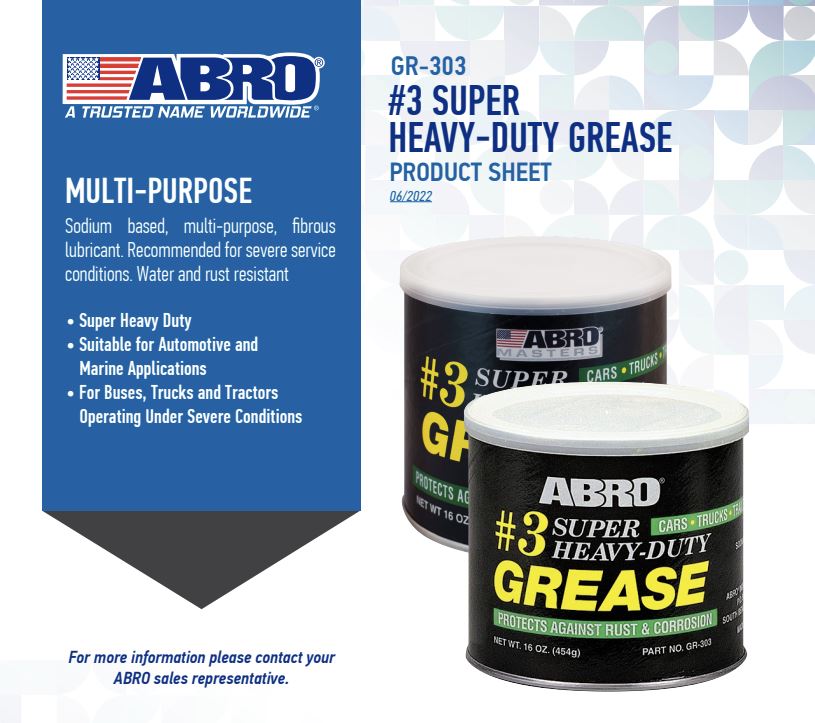 ABRO #3 Heavy-Duty Wheel Bearing Grease